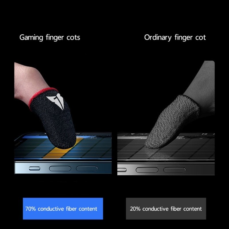 P82F 1 Pair Gaming Finger Sleeves for Mobile Gaming, 0.3mm Conductive Fiber for Smooth Operation Anti-Sweat Fingertip Cover