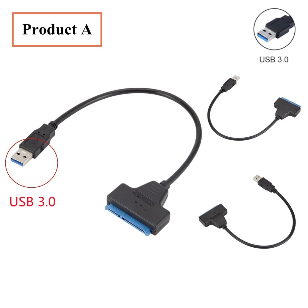 Grwibeo USB SATA 3 Cable Sata To USB3.0 Adapter UP To 6 Gbps Support 2.5Inch External SSD HDD Hard Drive 22 Pin Sata III A25 2.0