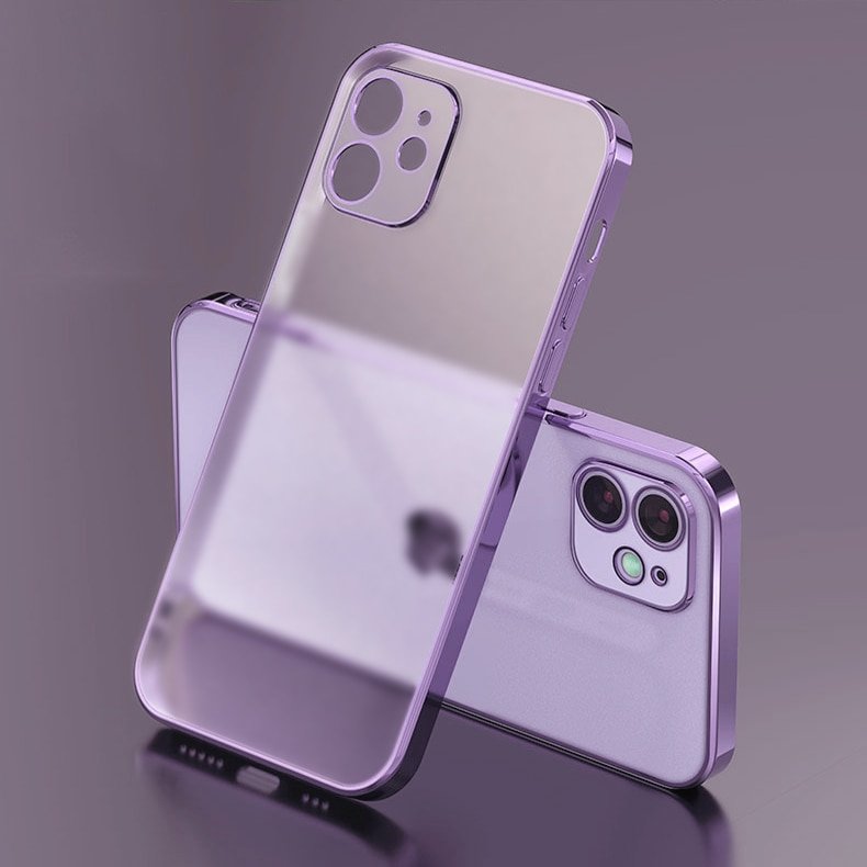 Luxury Plating Frame Transparent Matte Case for iPhone 14 Plus 13 11 12 Pro Max XR X XS 8 SE 2020 Soft Silicone Shockproof Cover