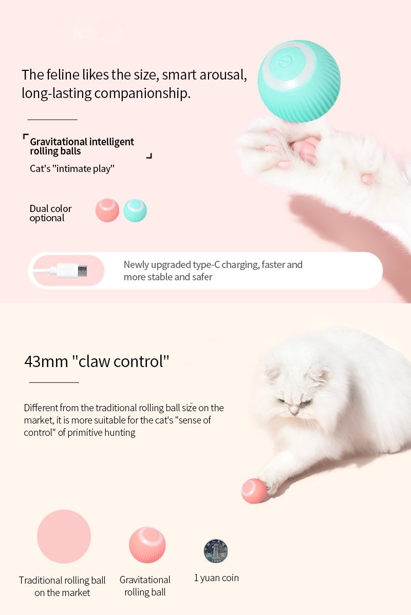 Automatic Rolling Smart Cats Toys Electric Cat Ball Toys Interactive for Training Self-moving Kitten Toys Juguetes Para Gatos