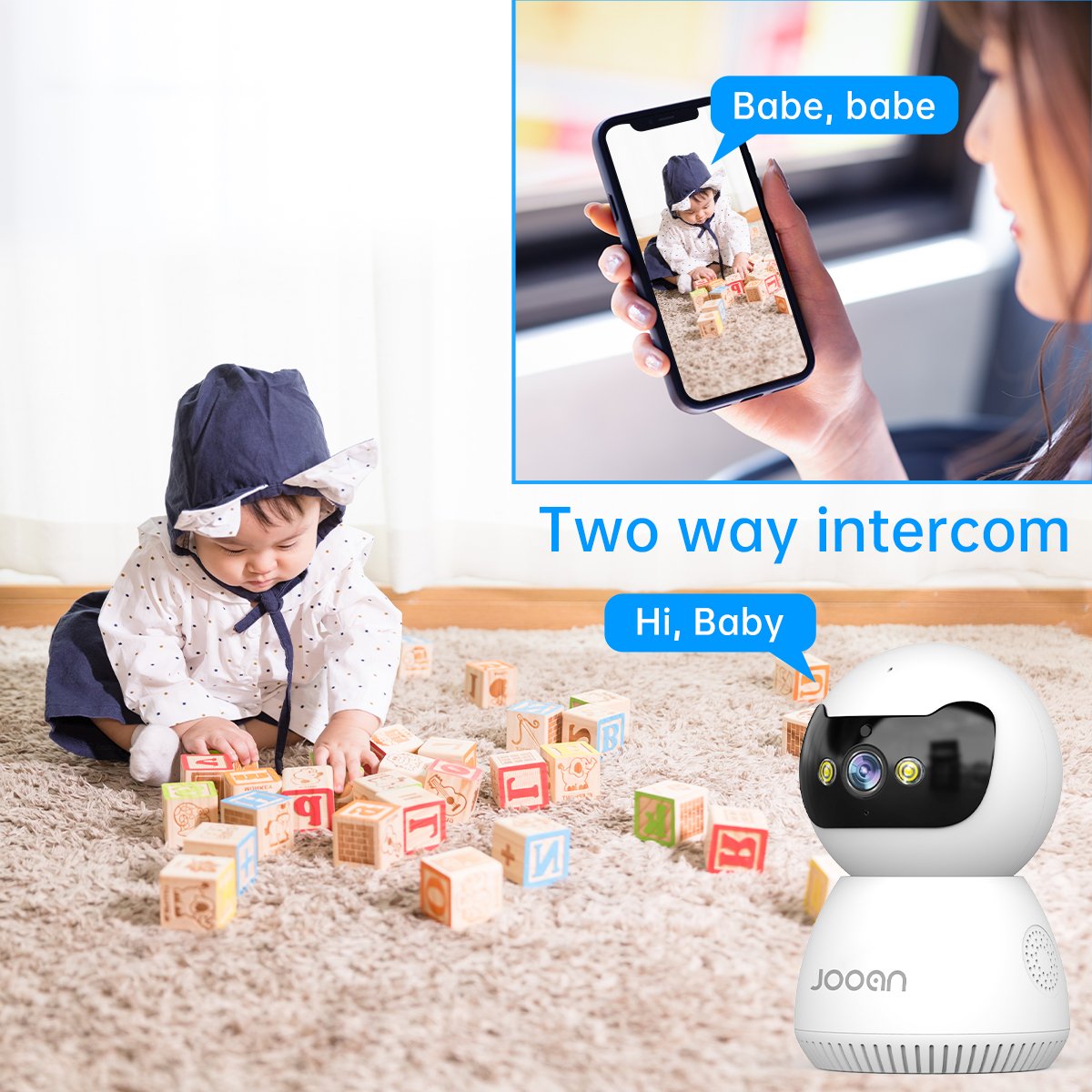 Jooan 3MP IP Camera 5G Wifi Baby Monitor Indoor Surveillance Camera 2-Way Audio Auto Tracking Color Night Vision Wireless Camera