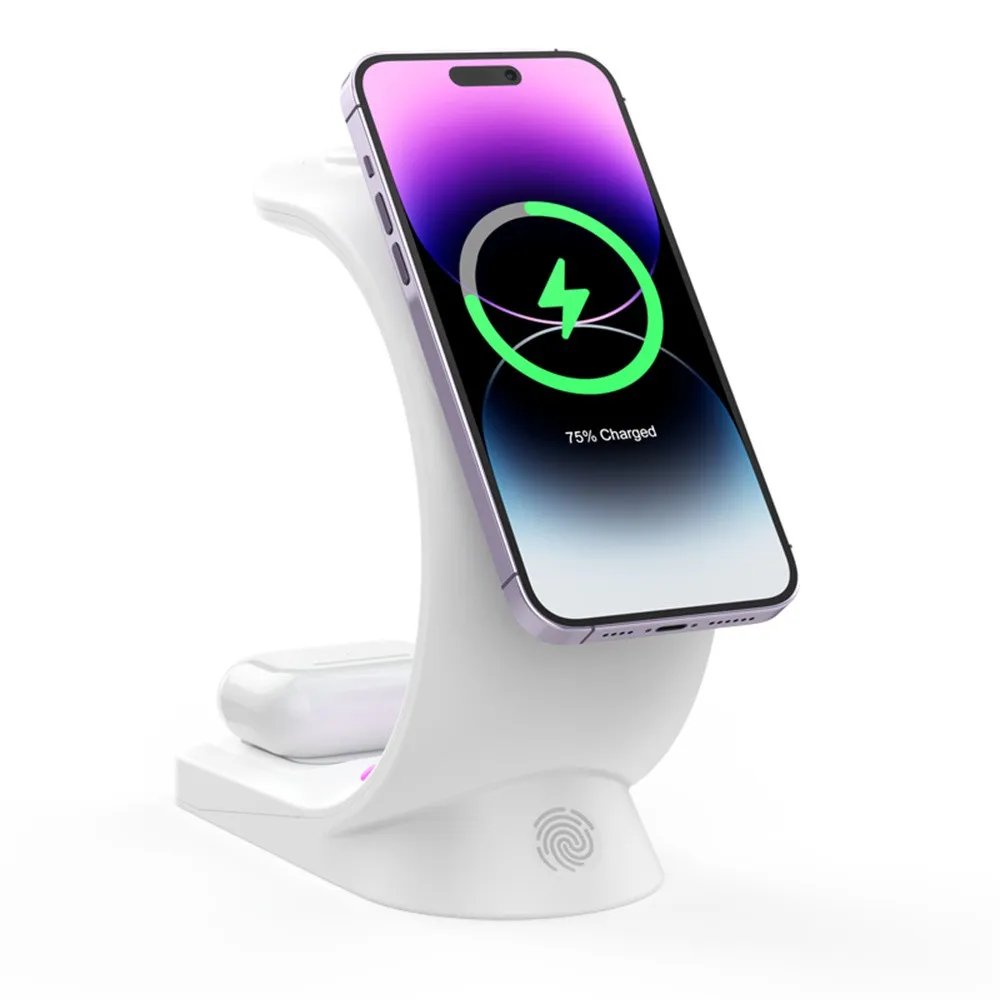 4 in 1 RGB LED Magnetic Wireless Charger Stand For iPhone 14 13 12 Pro Max 15W Fast Charging Station For Airpods Apple Watch 7 6