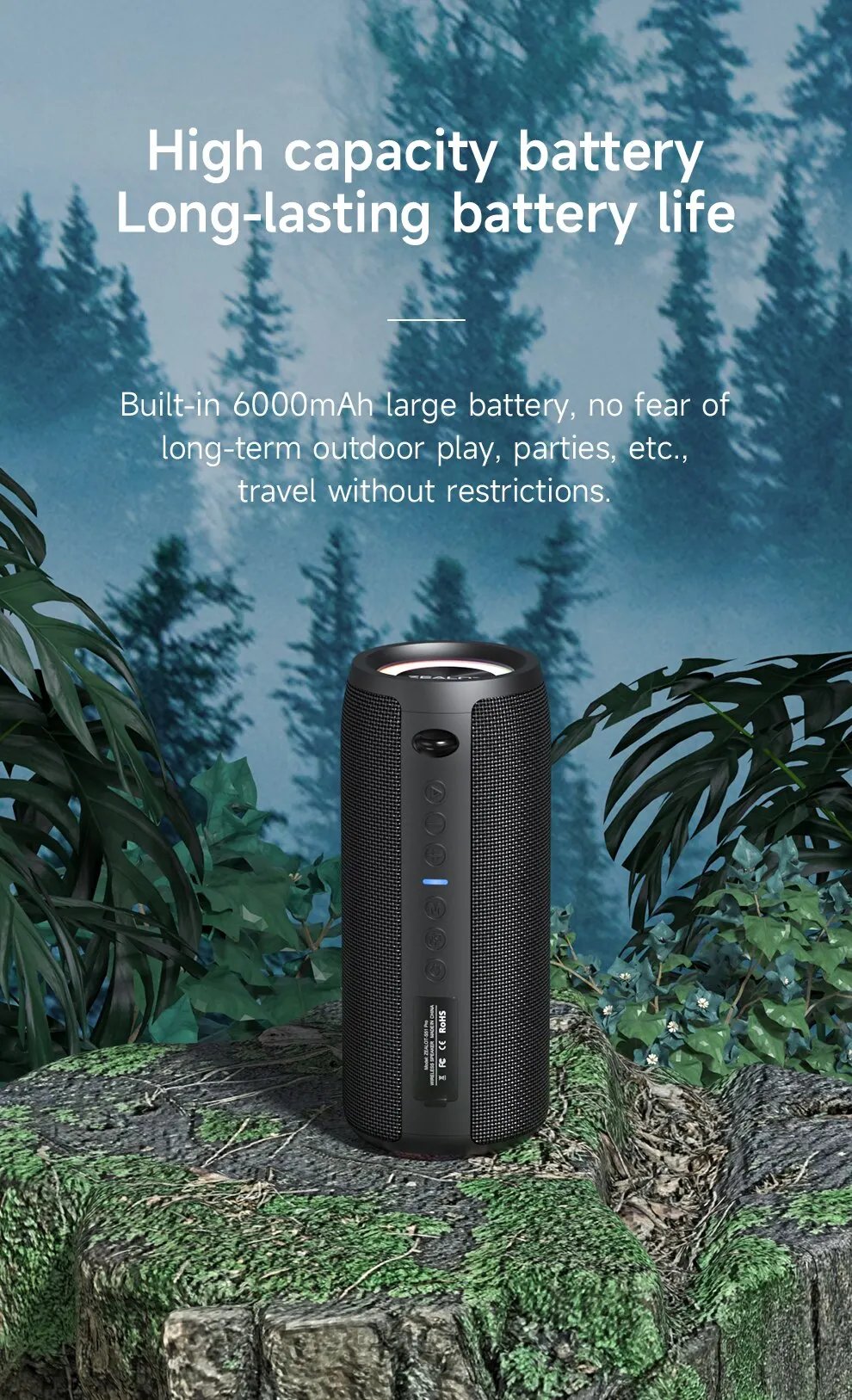 ZEALOT S51PRO 40W High-power Bluetooth Speaker 3D Stereo Bass Bluetooth Speaker Portable IPX5 Waterproof Suitable TWS Boom Box