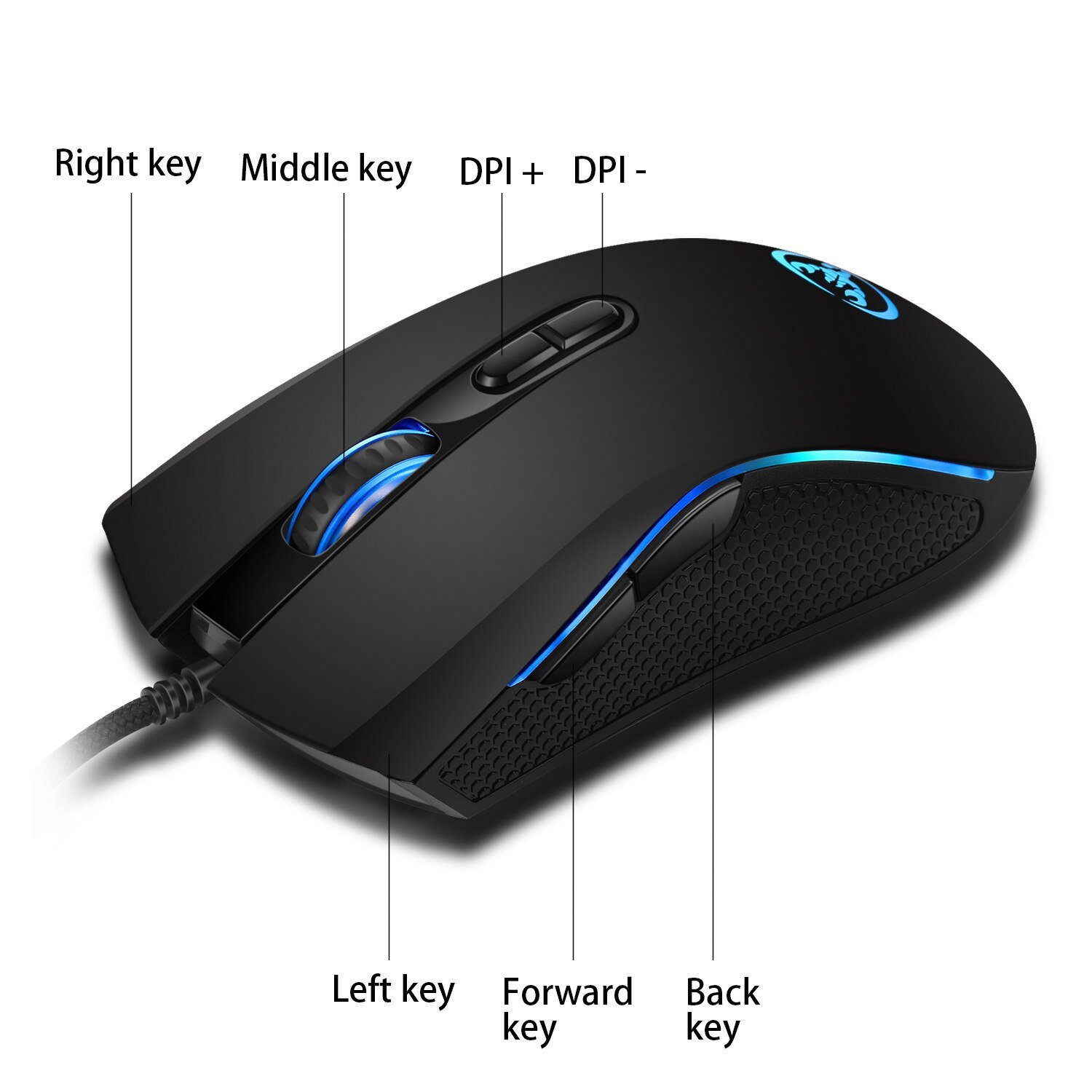 Hongsund  High-end optical professional gaming mouse with 7 bright colors LED backlit and ergonomics design For LOL CS