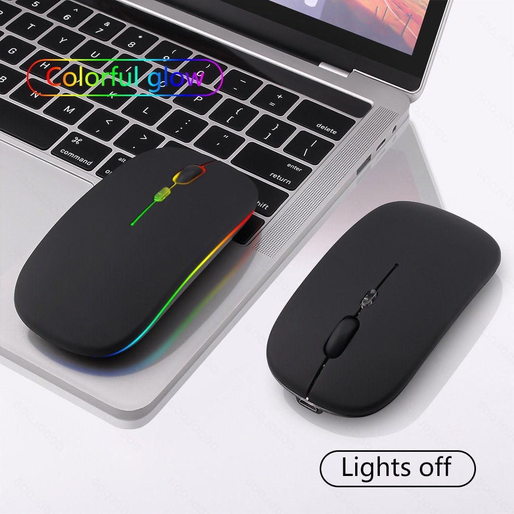 Wireless Mouse Bluetooth Rechargeable Mouse Ultra-thin Silent LED Colorful Backlit Gaming Mouse For iPad Computer Laptop PC