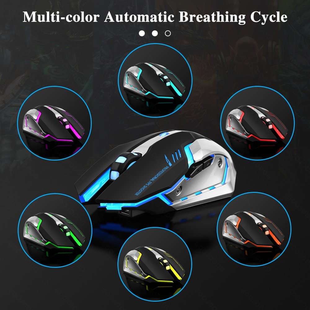 Gaming Mouse Rechargeable 2.4GWireless Bluetooth Mouse Mute Ergonomic Mouse for Computer Laptop LED Backlit Mice for IOS Android