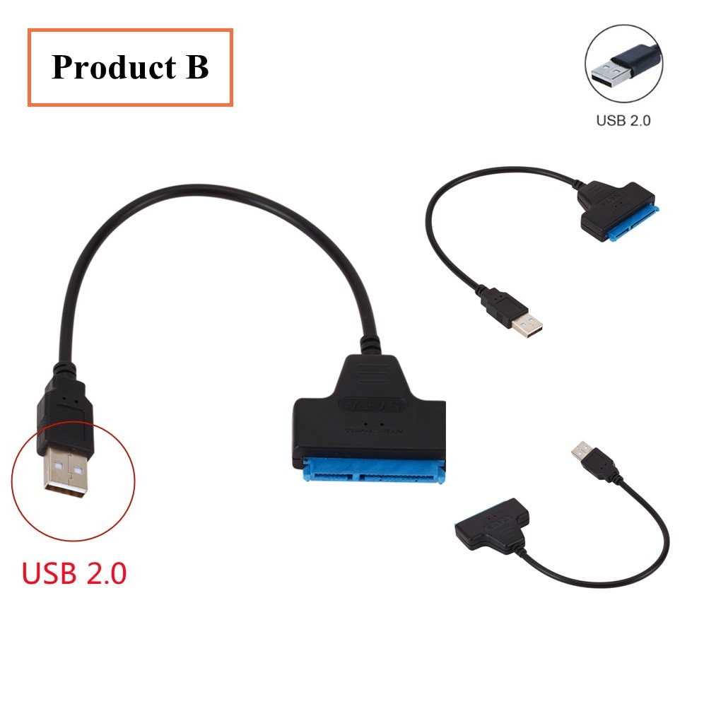 Grwibeo USB SATA 3 Cable Sata To USB3.0 Adapter UP To 6 Gbps Support 2.5Inch External SSD HDD Hard Drive 22 Pin Sata III A25 2.0
