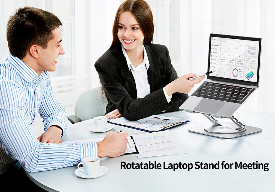 MC LS928 Laptop Stand 360° Rotatable Notebook Holder Liftable Aluminum Alloy Stand Compatible with 9.7-17 Inch Laptop
