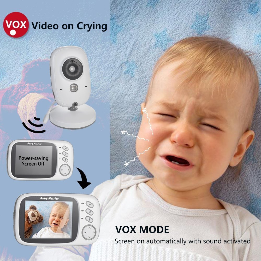 VB603 Baby Monitor With Camera 3.2 inch LCD Electronic Babysitter 2 Way Audio Talk Night Vision Video Nanny Radio Baby Camera