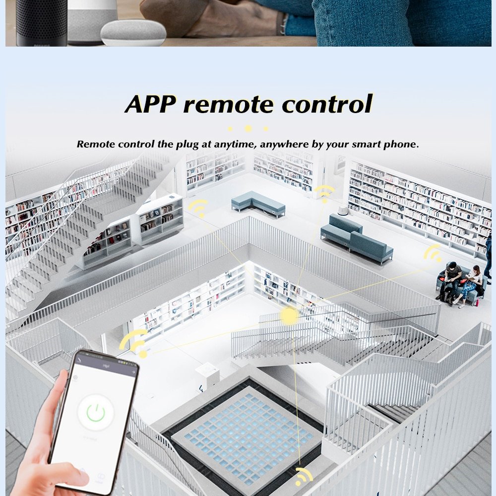Aubess Smart Socket EU 16A/20A AC100-240V Wifi Smart Plug Power Outlet, Alexa Google Home Voice Control, For Tuya Smart Life APP