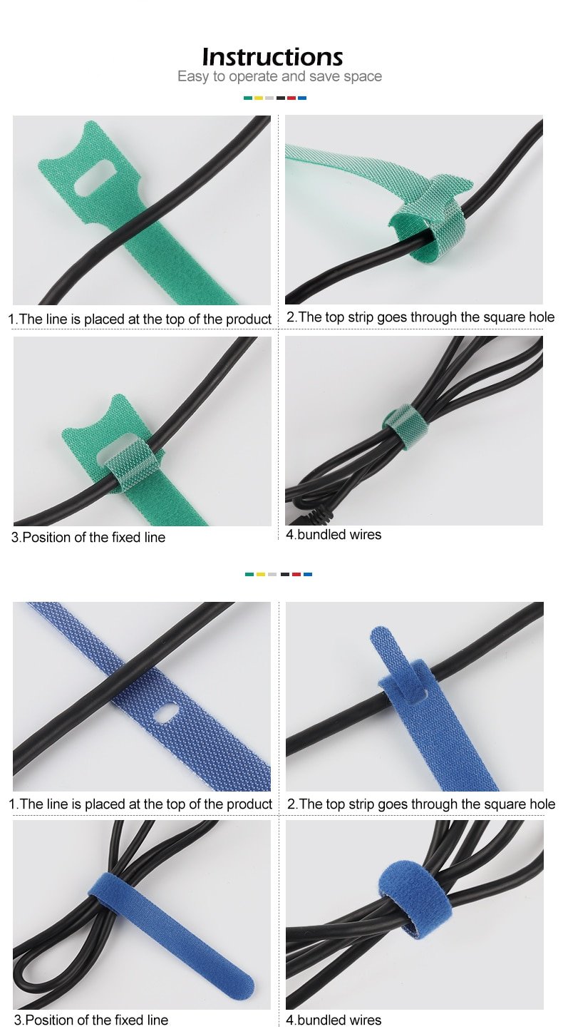 10/30/50/100PCS Releasable Cable Ties Colored Plastics Reusable Cable ties Nylon Loop Wrap Zip Bundle Ties T-type Cable Tie Wire