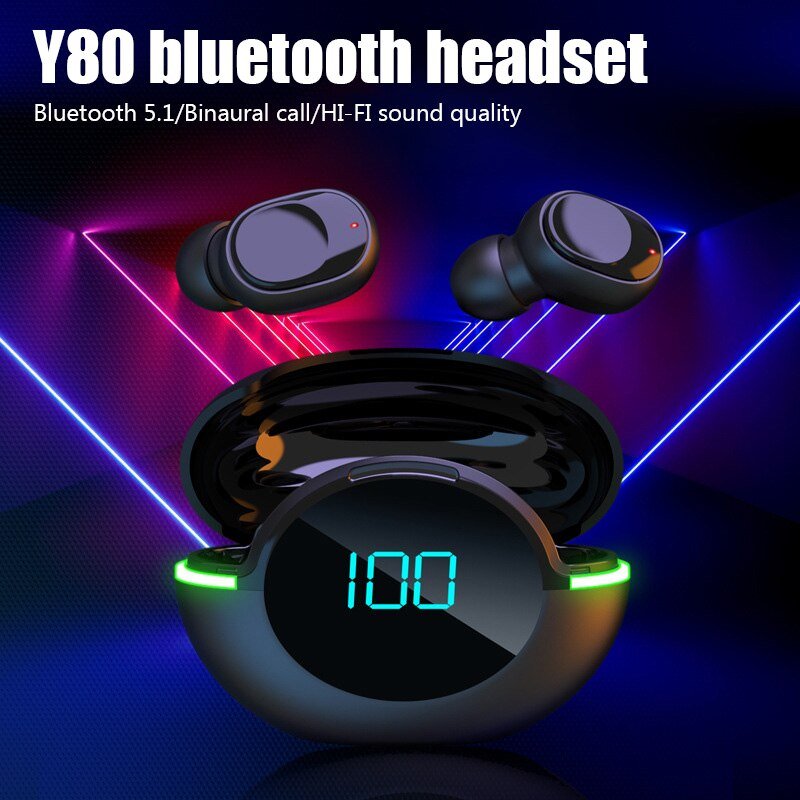 Y80 TWS Wireless Headphones Touch Control LED Display Wireless Bluetooth Headset by Mic Fone Bluetooth Earphones Air Pro Earbuds