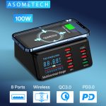 100W 8 Ports USB Quick Charge 3.0 Adapter HUB