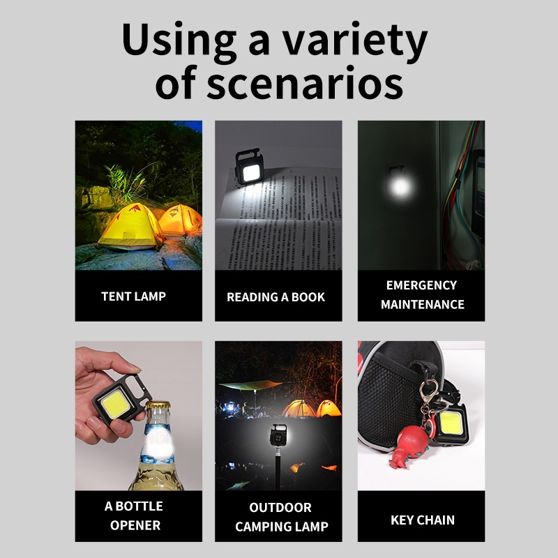 Mini LED Flashlight Keychain Light Multifunctional USB Rechargeable COB Work Lamp/ Mini Keychain LED Light