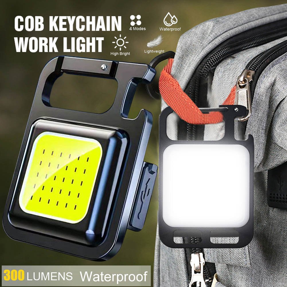 LED Flashlight Mini Work Light rechargeable Glare COB Keychain Light Portable Flashlight Outdoor Camping Small Light Corkscrew