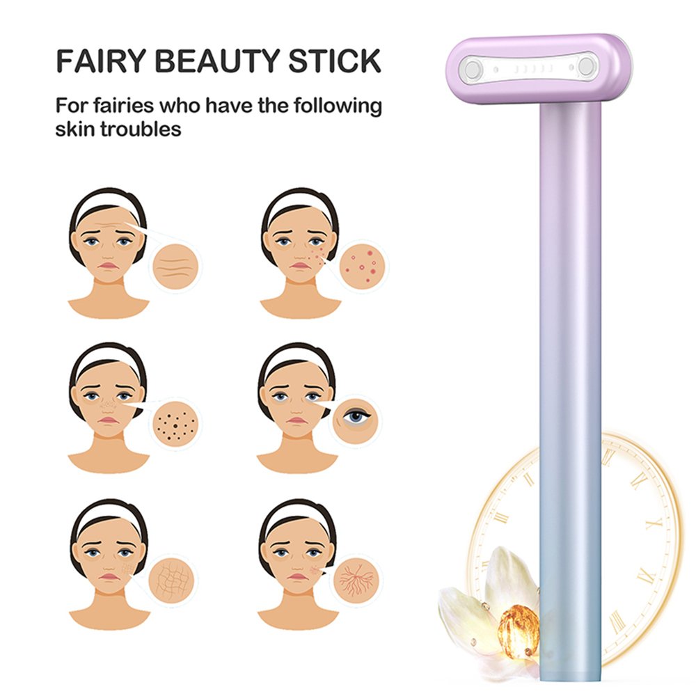 4 in 1 Facial Wand LED Red Light Therapy Facial Massage Tool EMS Face Massager Device Skin Care Beauty Device For Face Neck Eye