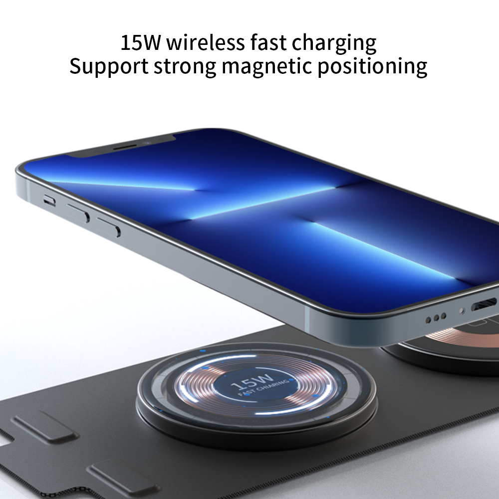 3in1 Magnetic Wireless Charger Stand For iPhone