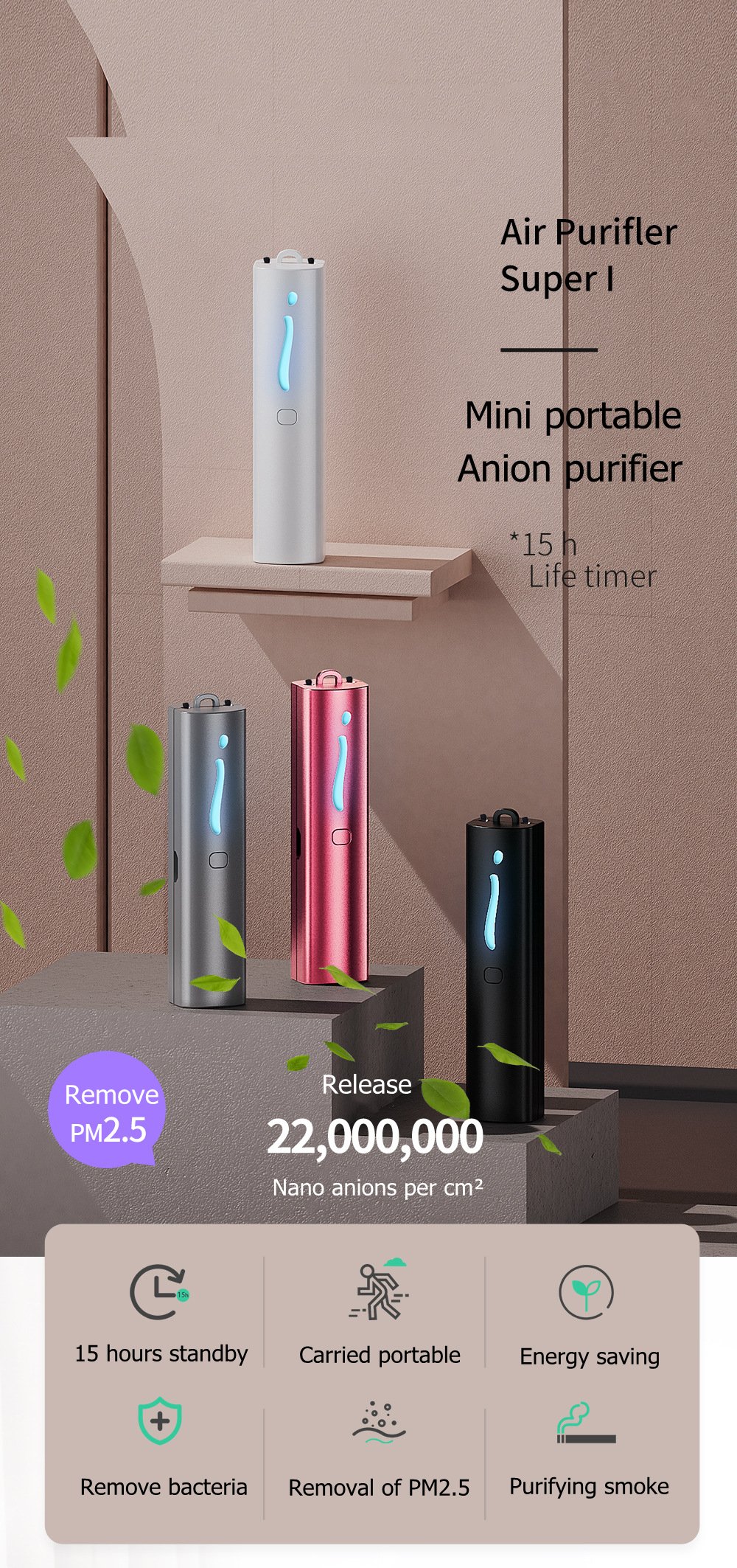 USB Mini Portable Air Purifier Hanging Necklace