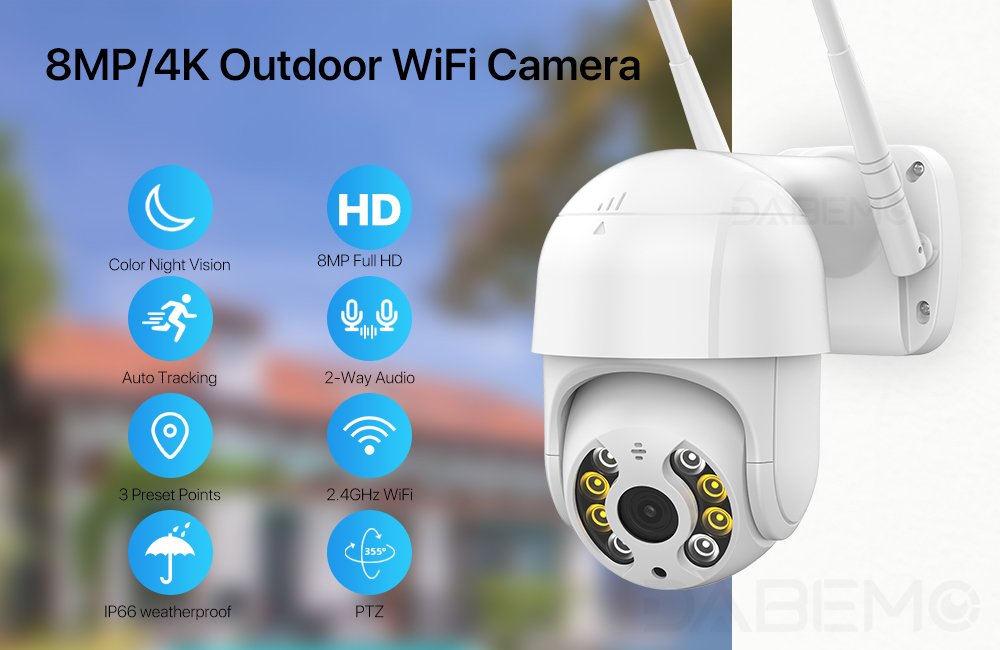 4K 8MP Wireless IP Camera Outdoor Security Wifi PTZ Camera 4MP HD Auto Tracking Video Surveillance CCTV Camera P2P iCsee APP