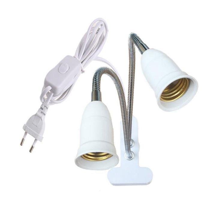 EU US Plug 360 Degrees Flexible Desk Lamp Holder E27 Base Light Socket Gooseneck Clip-On Cable With On Off Switch for Home Plant