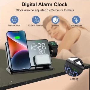 4 In 1 Wireless Charger Stand Alarm Clock