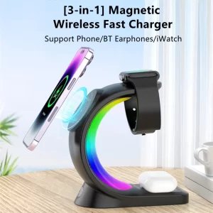 4 in 1 RGB LED Magnetic Wireless Charger Stand