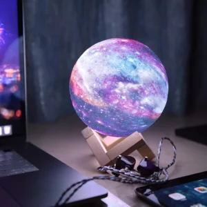 Galaxy Moon Lamp 3D Print Starry Night Light Touch USB Rechargeable 16 Colors Changing Remote Control Kids Gifts for Home Decor