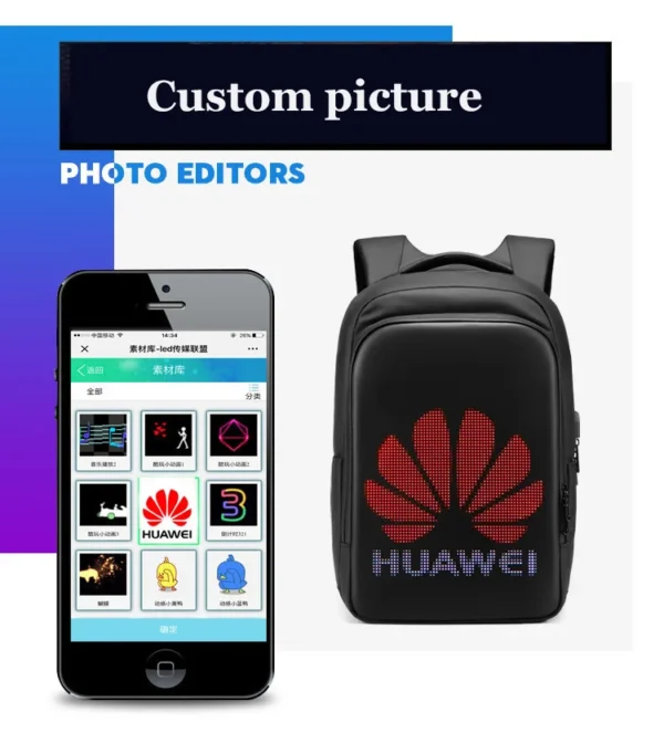 LED Display backpack Business travel 15.6 Inch Laptop Backpack Men DIY Smart backpack - Image 2